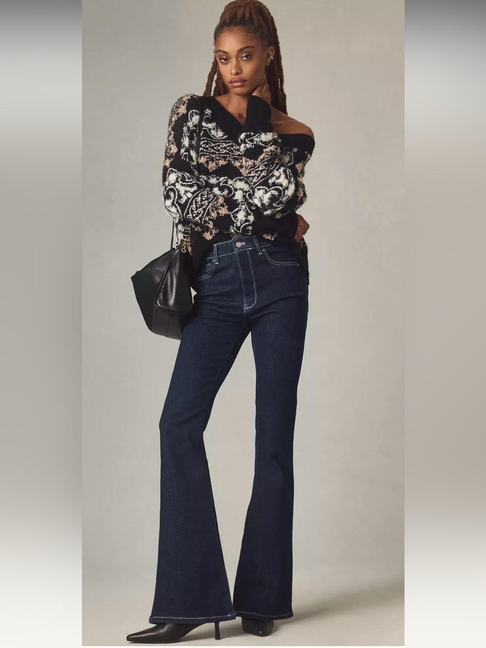 Anthropologie x Pilcro The Icon Dark Indigo High-Rise Flare Jeans